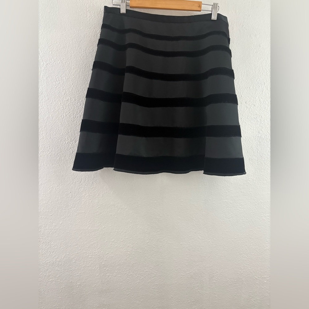 Behnaz Sarafpour Target Black Velvet Accent Zip Lined Skirt Women size L